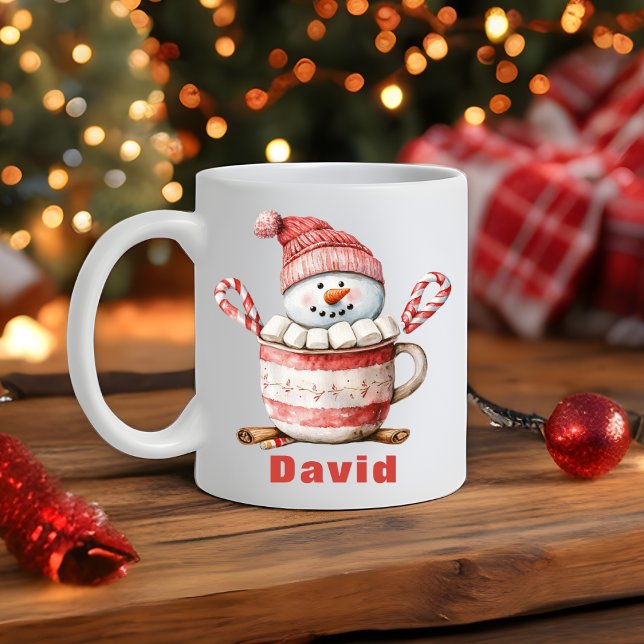 Christmas Snowman Hot Cocoa Candy Cane Marshmallow Kaffeetasse (Christmas Snowman Hot Cocoa Candy Cane Marshmallow Coffee Mug
)