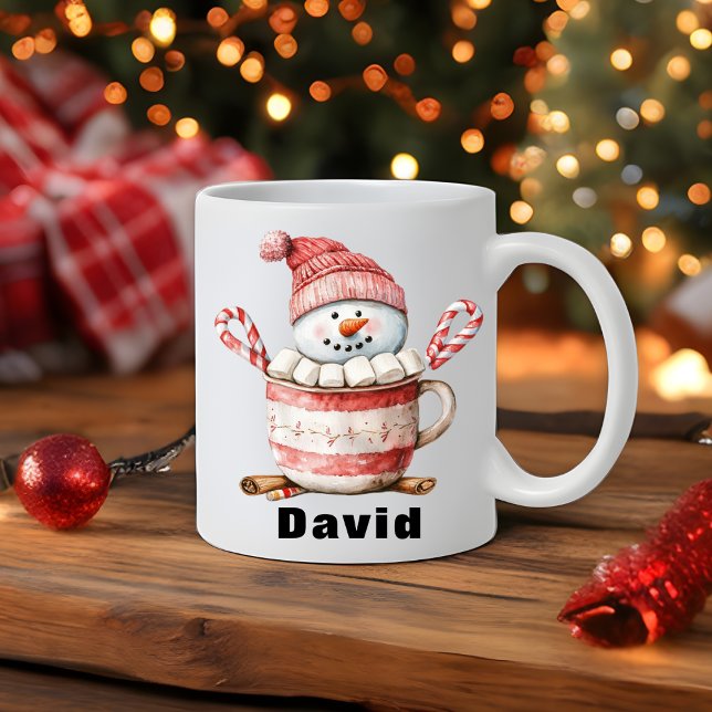Christmas Snowman Hot Cocoa Candy Cane Marshmallow Kaffeetasse (Christmas Snowman Hot Cocoa Candy Cane Marshmallow Coffee Mug
)