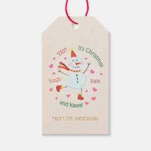 Christmas Snowman Hugs Liebe Kisses Geschenkanhänger