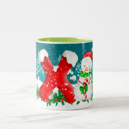 Christmas Snowman Initial Letter Monogram Tasse