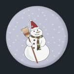 Christmas Snowman Magnet<br><div class="desc">Ein glücklicher Schneemann,  der eine Weihnachtsmannmütze trug,  in der Schnee um ihn schwebte.</div>