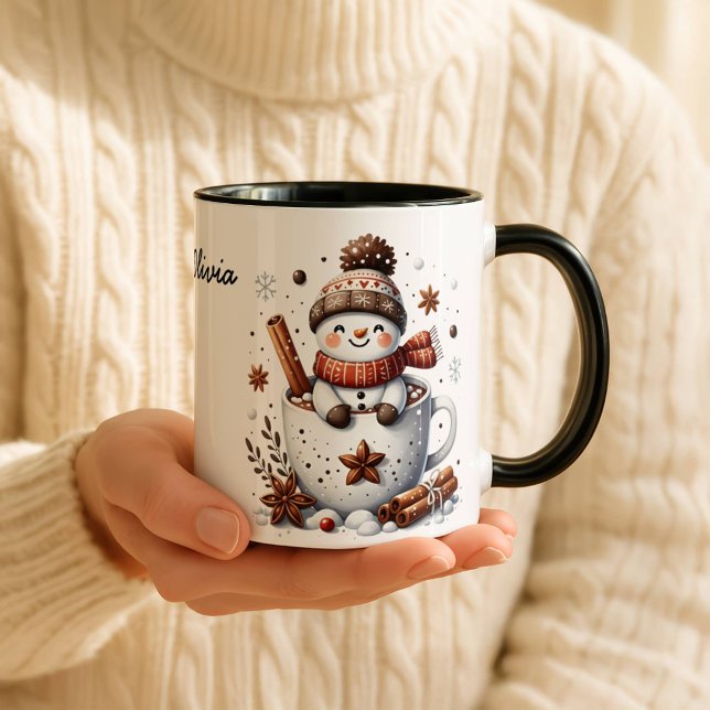 Christmas Snowman Mug, Hot Cocoa Festive Winter Ar Tasse (Von Creator hochgeladen)