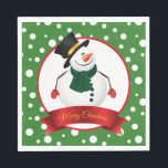 Christmas Snowman Paper Napkins Serviette<br><div class="desc">Diese Papierserviette ist in einem niedlichen Weihnachtsfeiertagssnowmanndesign ausgestellt. Passen Sie dieses Objekt an oder kaufen Sie,  wie es ist. Für dieses Design bieten wir auch passende Teller an. Bild</div>