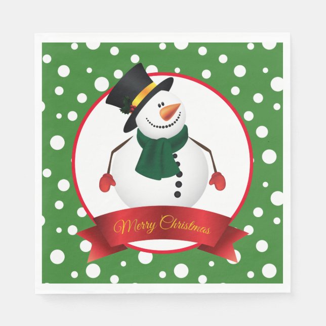 Christmas Snowman Paper Napkins Serviette (Vorderseite)