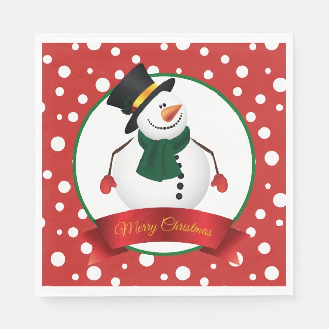 Christmas Snowman Paper Napkins Serviette (Vorderseite)