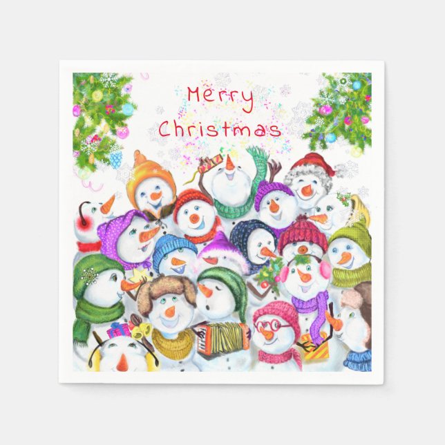 Christmas Snowman Party Napkins Serviette (Vorderseite)