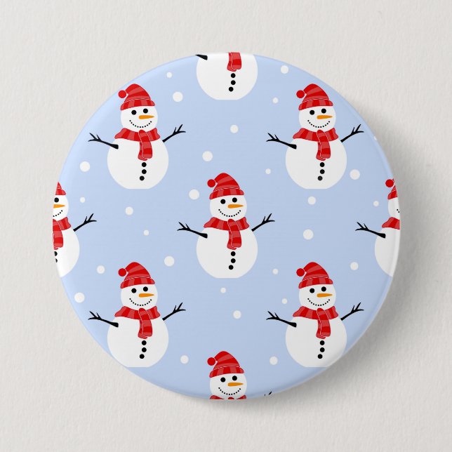Christmas Snowman Pattern Button (Vorderseite)