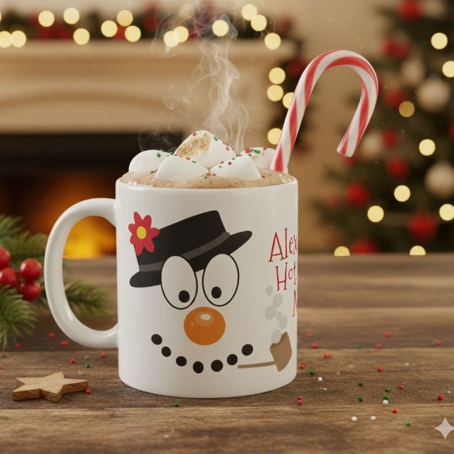 Christmas Snowman Personalize Fun Hot Cocoa or Kaffeetasse (Von Creator hochgeladen)