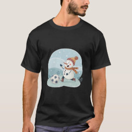 Christmas snowman playing soccer T-Shirt