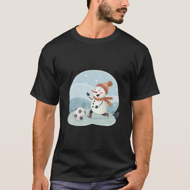 Christmas snowman playing soccer T-Shirt (Vorderseite)