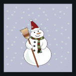 Christmas Snowman Poster<br><div class="desc">Ein glücklicher Schneemann,  der eine Weihnachtsmannmütze trug,  in der Schnee um ihn schwebte.</div>