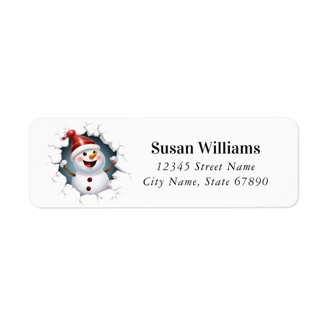 Christmas Snowman Return Address Label (Vorne)