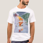 Christmas snowman walking T-Shirt<br><div class="desc">christmas snowman doll man, 
fun painting celebrate love , 
funny cheerful drawn snowflake, 
vintage scarf forest cute, 
cartoon drawing art merry , 
new white season snow, 
celebration happy illustration , 
winter holiday santa year, 
tree house hat, 
doll christmas snowman man, </div>