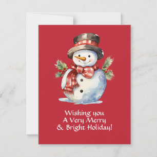 Christmas Snowman Wassercolor Custom Card Feiertagskarte
