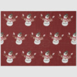 Christmas Snowman Watercolor Red Script Decoupage Seidenpapier<br><div class="desc">"Niedliches Weihnachts-Snowman Wasserfarbe Rotes Script Dekoupage Tissue ist ideal für Decoupage, Crafting und elegante Geschenke geben." Niedlicher und bezaubernder, klassischer Schneemann wurde in Aquarellfarben gemalt. Er hat einen schwarzen Top-Hut, Fäustlinge und hält ein typografisches Banner, das "Frohe Weihnachten" sagt! Der tiefe, weihnachtliche rote Hintergrund kann geändert werden und hat eine...</div>