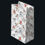 Christmas Snowman White Kleine Geschenktüte<br><div class="desc">Diese weiße Geschenktasche zeichnet sich durch ein bezauberndes Schneemannsmuster aus. Ideal für Kinder jeden Alters. Dieses Design enthält A.I.</div>