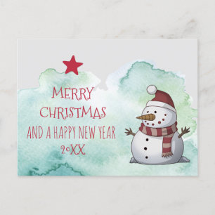 CHRISTMAS SNOWMAN WISHING POST CARD POSTKARTE