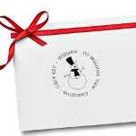 Christmas Snowman Zuhause Address Selbstfarbige Br Gummistempel<br><div class="desc">Der immer fröhliche Weihnachtsschneemann spielt auf dieser lustigen Briefmarke. Ideal für Weihnachtspost</div>