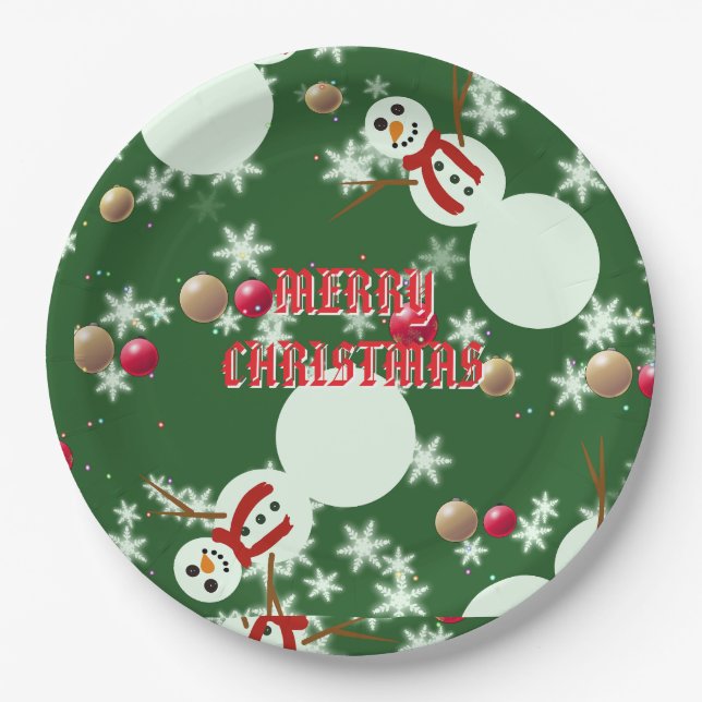Christmas Snowmen  Pappteller (Vorderseite)