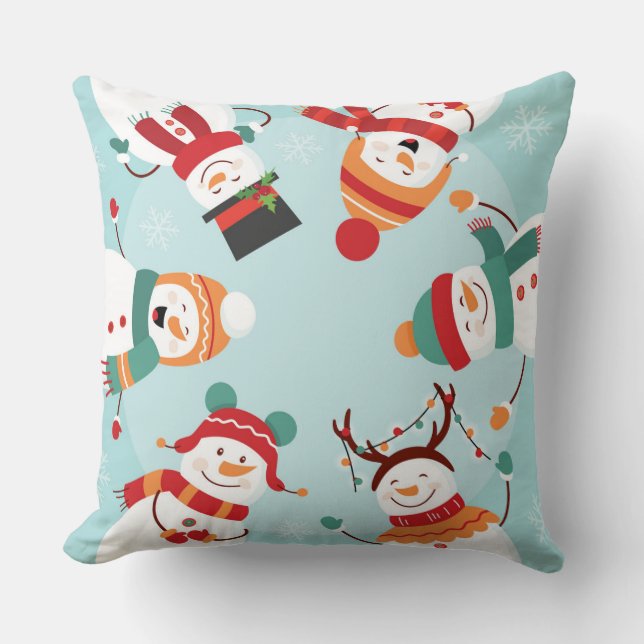 Christmas Snowmen Throw Kissen (Vorderseite)