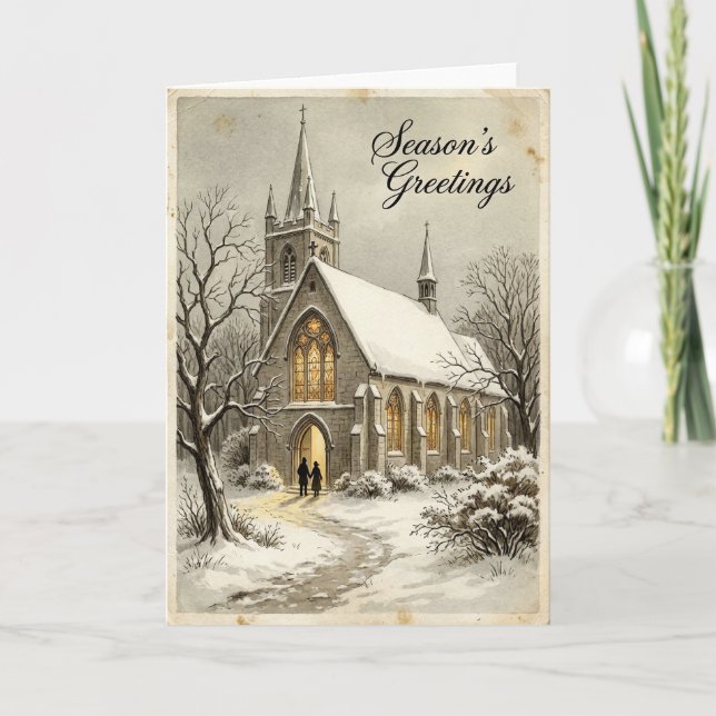 Christmas Snowy Church Card Karte (Vorderseite)