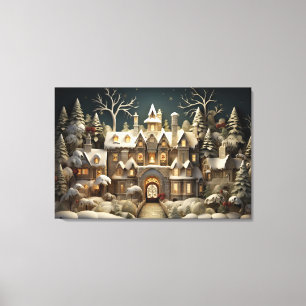 Christmas Snowy Manor Storybook Wonderland Leinwanddruck