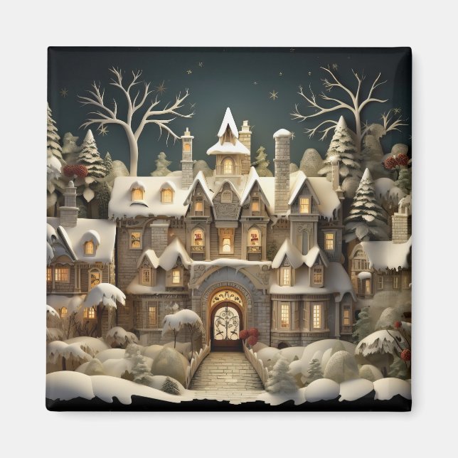 Christmas Snowy Manor Storybook Wonderland Magnet (Vorne)