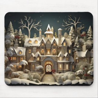 Christmas Snowy Manor Storybook Wonderland Mousepad
