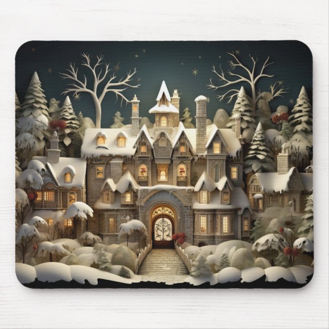 Christmas Snowy Manor Storybook Wonderland Mousepad (Vorne)