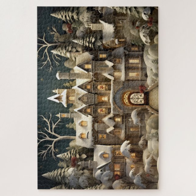 Christmas Snowy Manor Storybook Wonderland Puzzle (Vertikal)