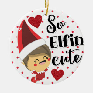 Christmas So Elfin Niedlich Elf Polka Dot Keramik Ornament
