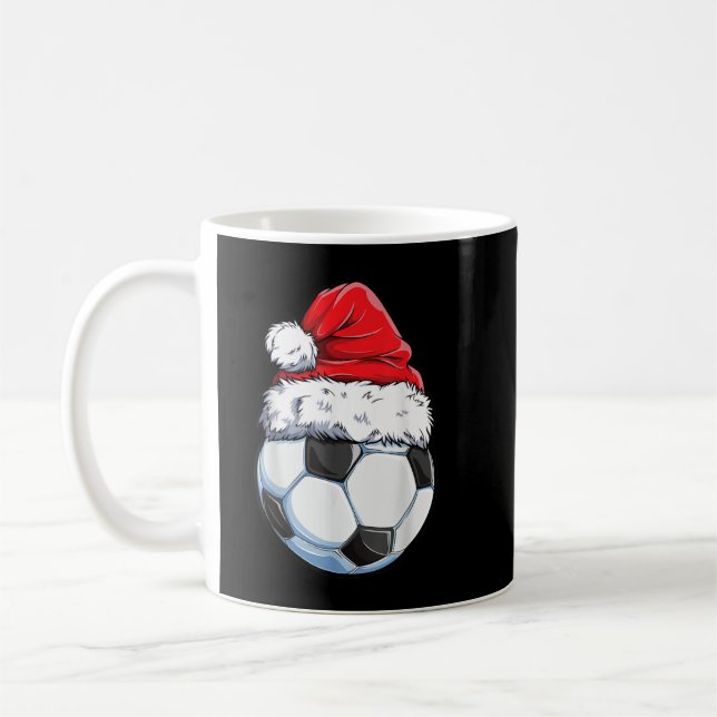 Christmas Soccer Ball Santa Hat Funny Sport Xmas B Kaffeetasse (Links)