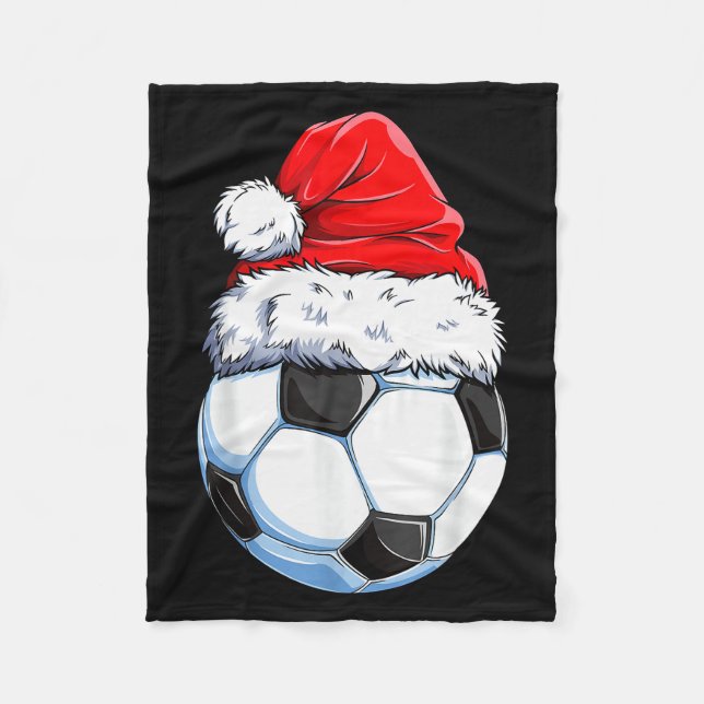Christmas Soccer Ball Santa Hat Funny Srts Xmas Bo Fleecedecke (Vorderseite)