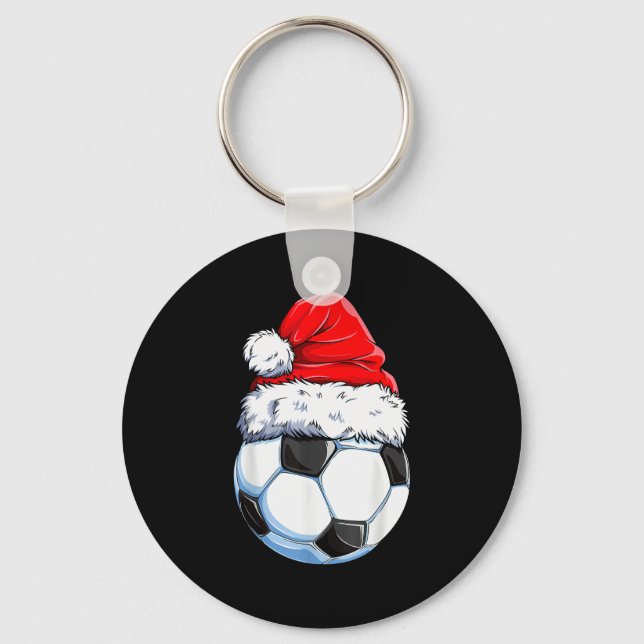 Christmas Soccer Ball Santa Hat Funny Srts Xmas Bo Schlüsselanhänger (Vorderseite)