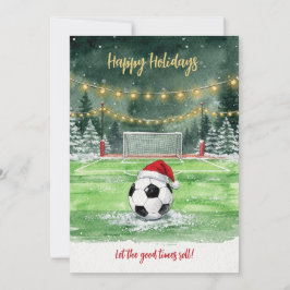 Christmas Soccer Ball Santa Hat Greeting Cards Feiertagskarte