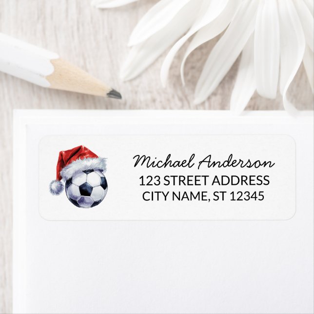 Christmas Soccer Ball Santa Return Address (Insitu)