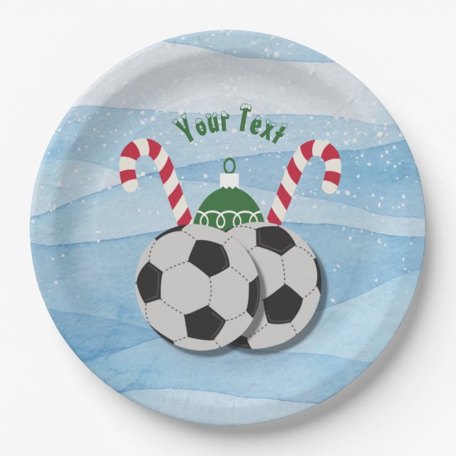 Christmas Soccer Candy Cane Custom Paper Teller (Vorderseite)