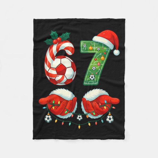 Christmas Soccer Drip Number 67 Boys Soccer Player Fleecedecke (Vorderseite)