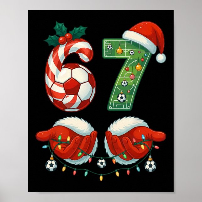 Christmas Soccer Drip Number 67 Boys Soccer Player Poster (Vorne)