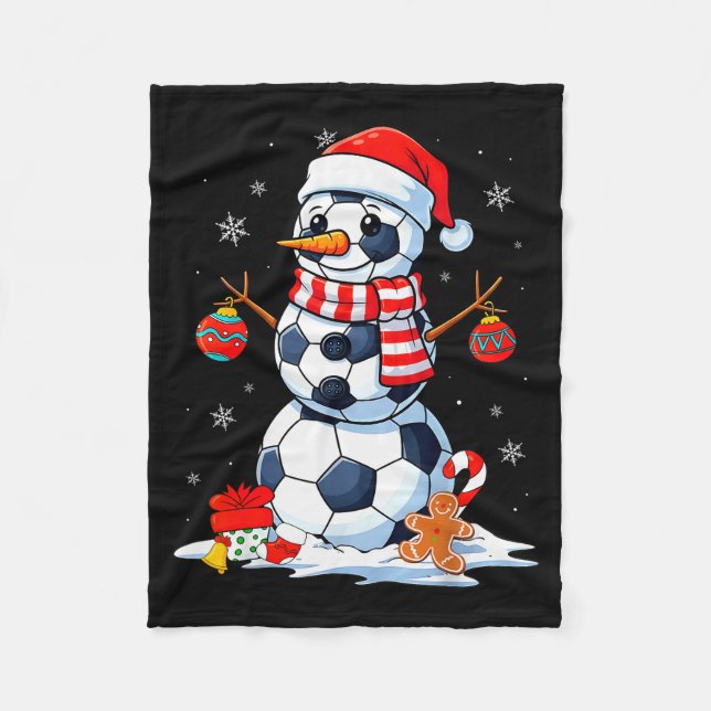 Christmas Soccer Funny Snowman Men Boys Kids  Fleecedecke (Vorderseite)