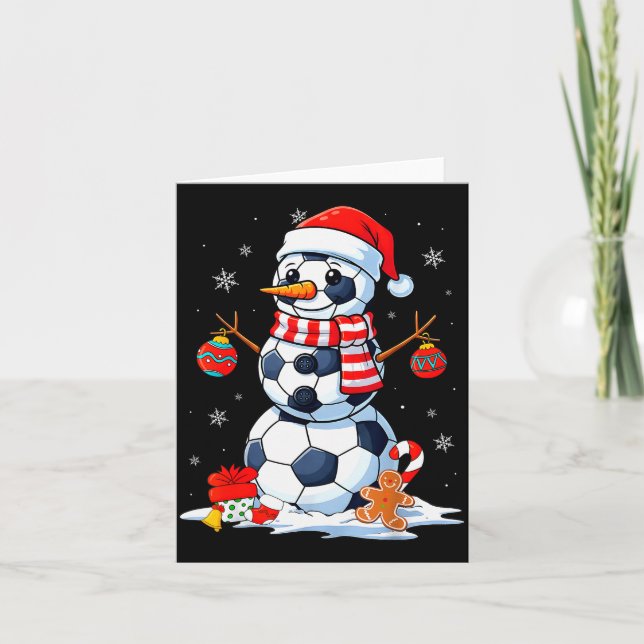 Christmas Soccer Funny Snowman Men Boys Kids  Karte (Vorderseite)