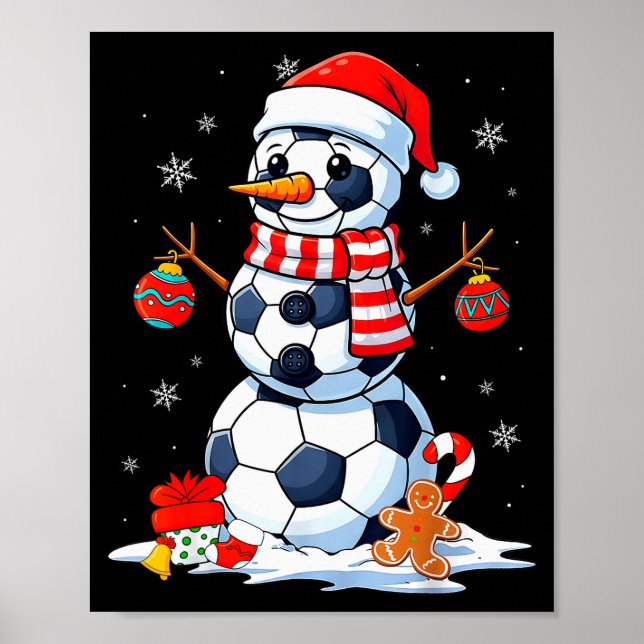 Christmas Soccer Funny Snowman Men Boys Kids  Poster (Vorne)