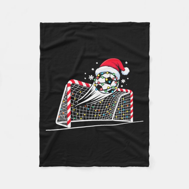 Christmas Soccer Goal Ball Lights Santa Xmas Kids  Fleecedecke (Vorderseite)