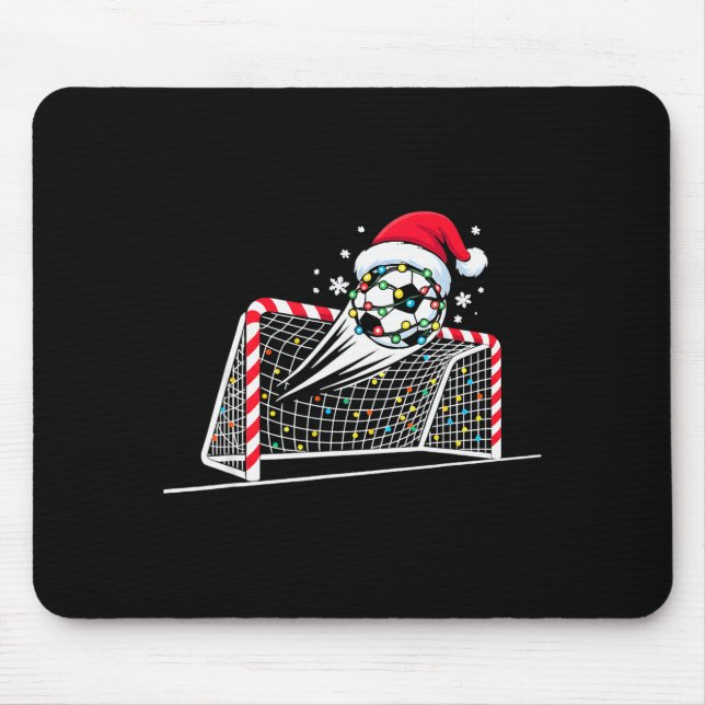 Christmas Soccer Goal Ball Lights Santa Xmas Kids  Mousepad (Vorne)