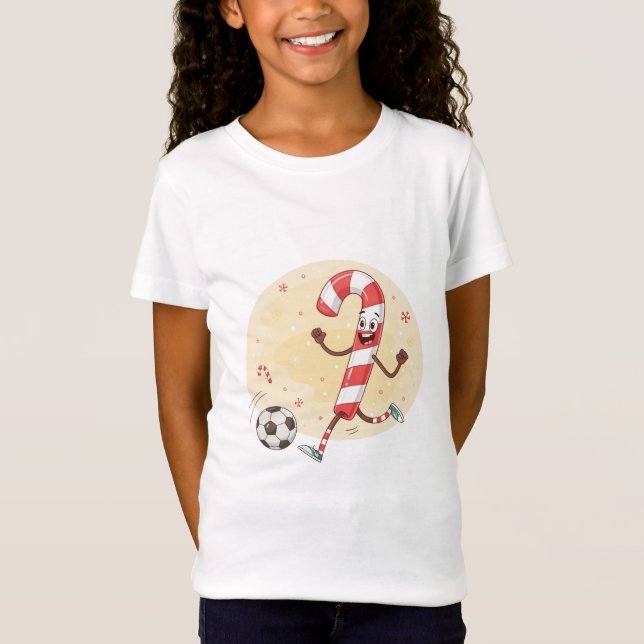 Christmas Soccer Player Candy Cane T-Shirt (Vorderseite)