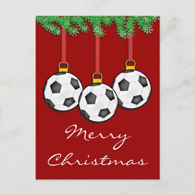 Christmas Soccer Postcard Feiertagspostkarte (Vorderseite)