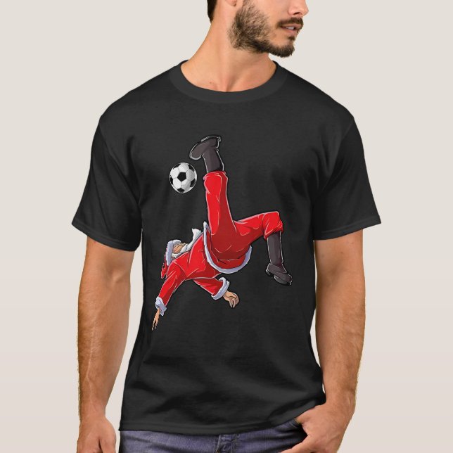Christmas Soccer Santa Funny Bicycle Kick  T-Shirt (Vorderseite)