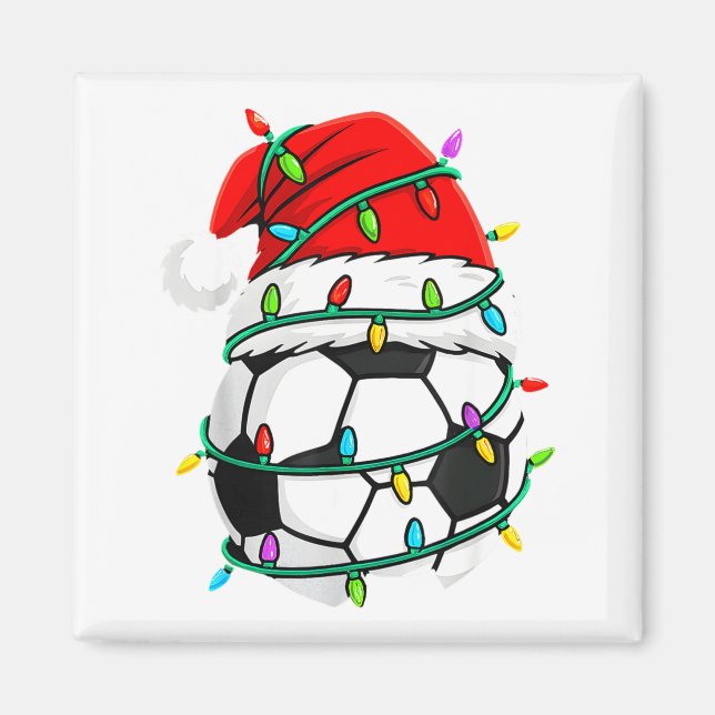 Christmas Soccer Santa Hat Lights Santa Srts Xmas  Magnet (Vorne)