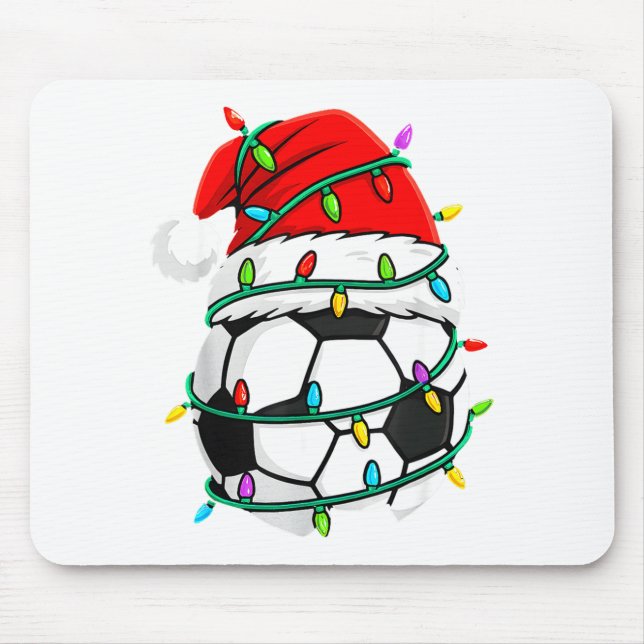 Christmas Soccer Santa Hat Lights Santa Srts Xmas  Mousepad (Vorne)