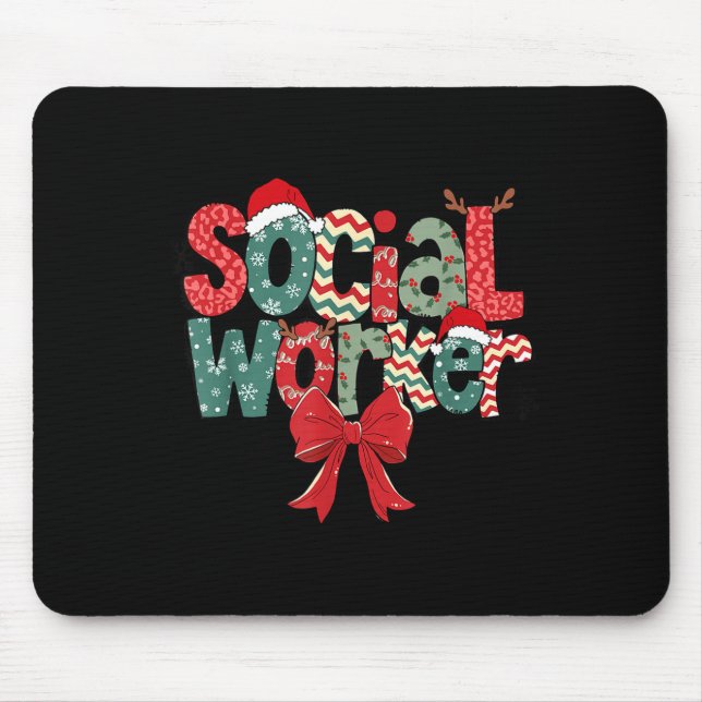 Christmas Social Worker Retro Xmas Tis The Season  Mousepad (Vorne)
